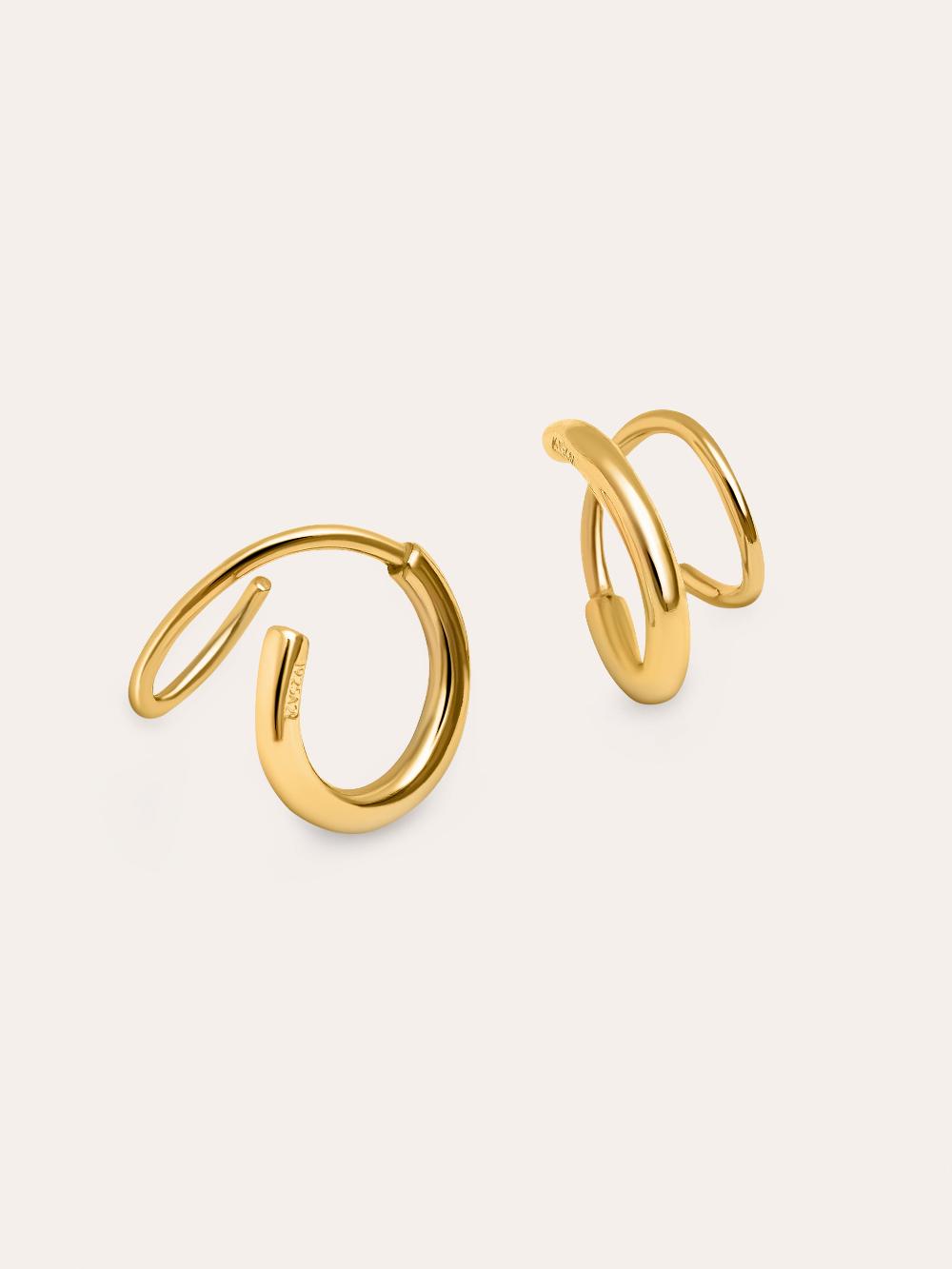 singularu Pendientes Gota Spiral Plata Baño Oro ÚLTIMAS EDICIONES