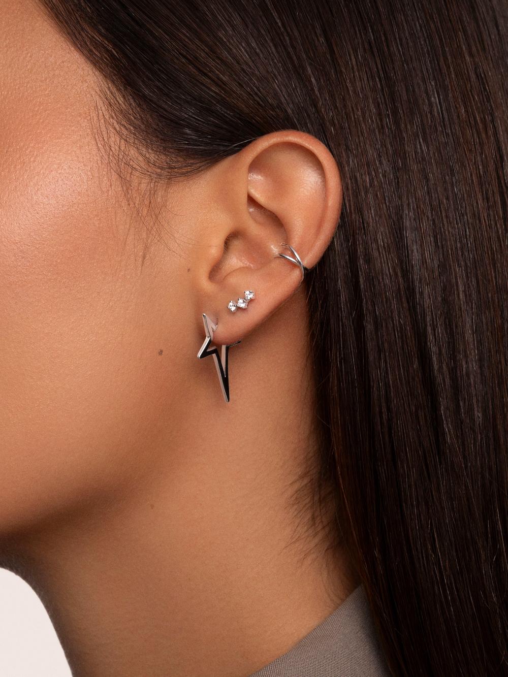singularu Pendientes Star Punk Plata Precio de fábrica