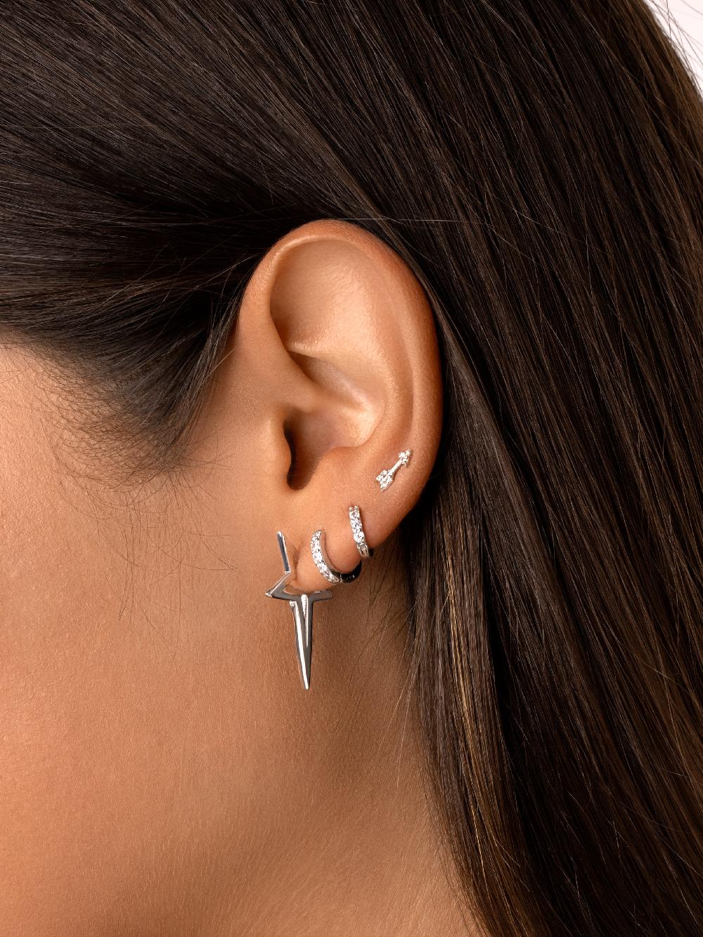 singularu Pendientes Star Punk Plata Precio de fábrica