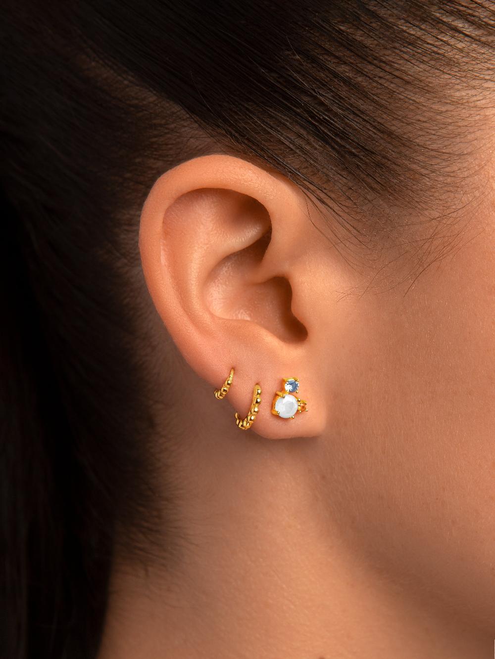 singularu Pendiente Suelto Pebbles XS Plata Baño Oro Ahorra y exporta