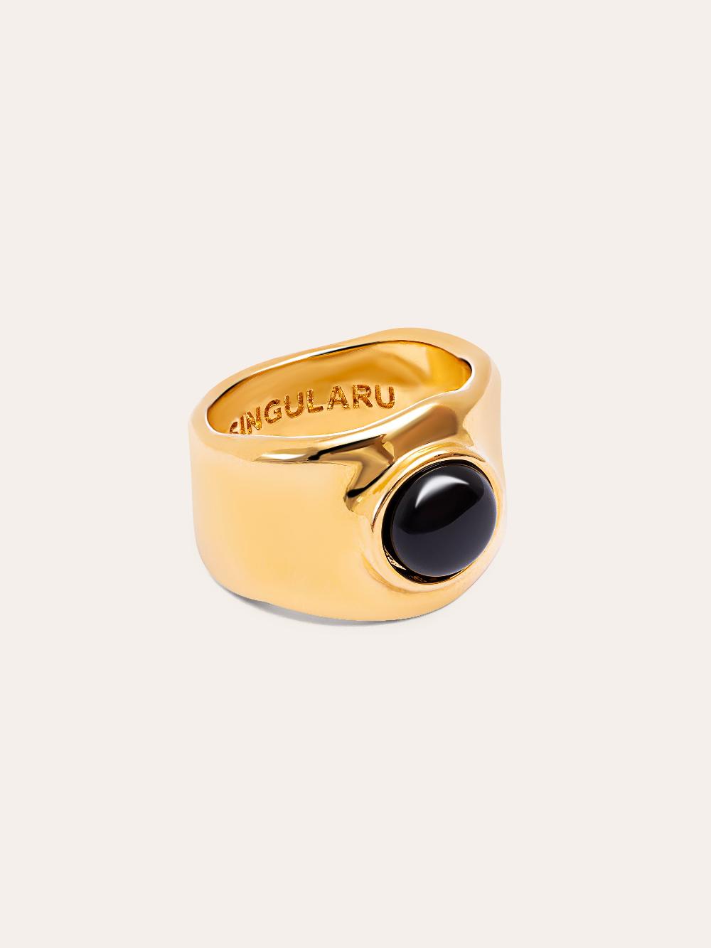 singularu Anillo My Onyx Baño Oro