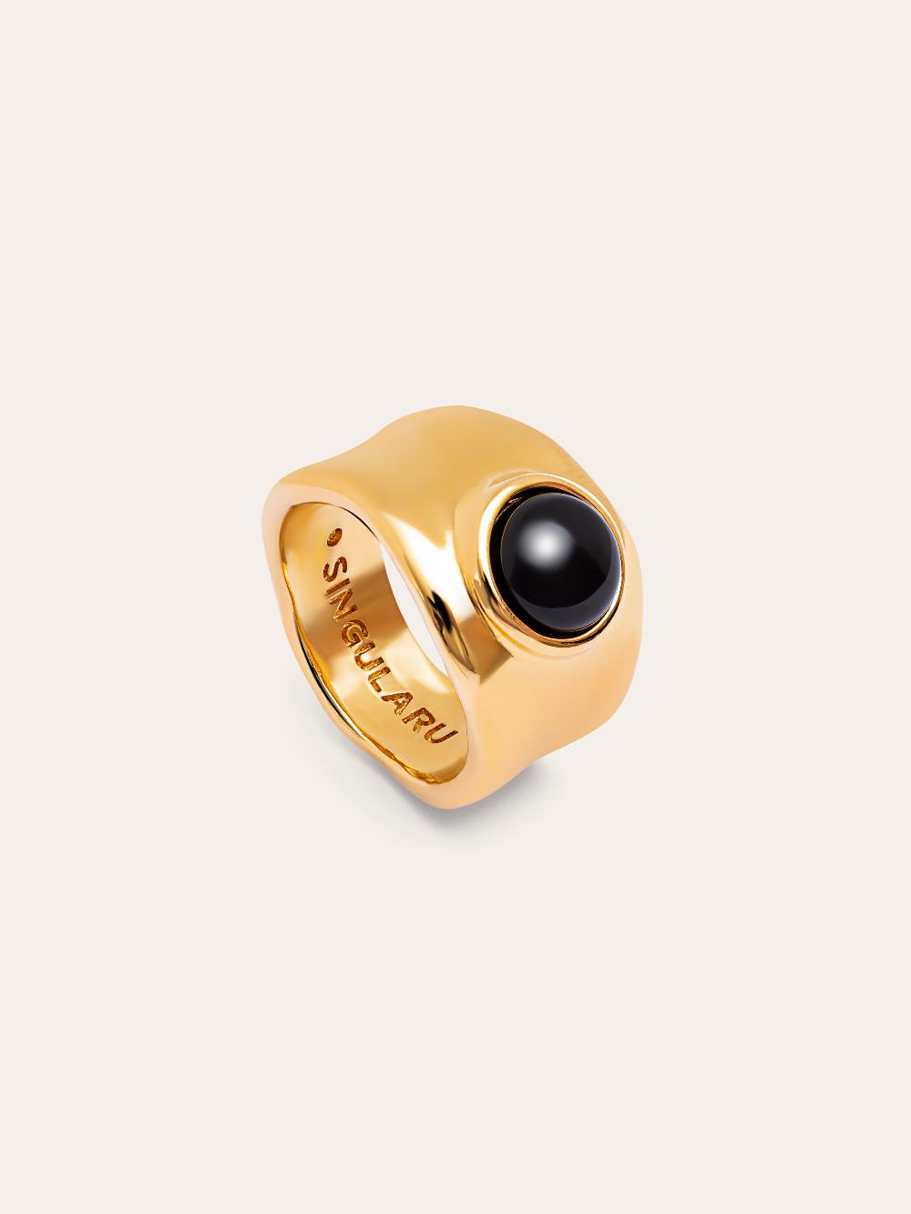 singularu Anillo My Onyx Baño Oro Oferta exclusiva