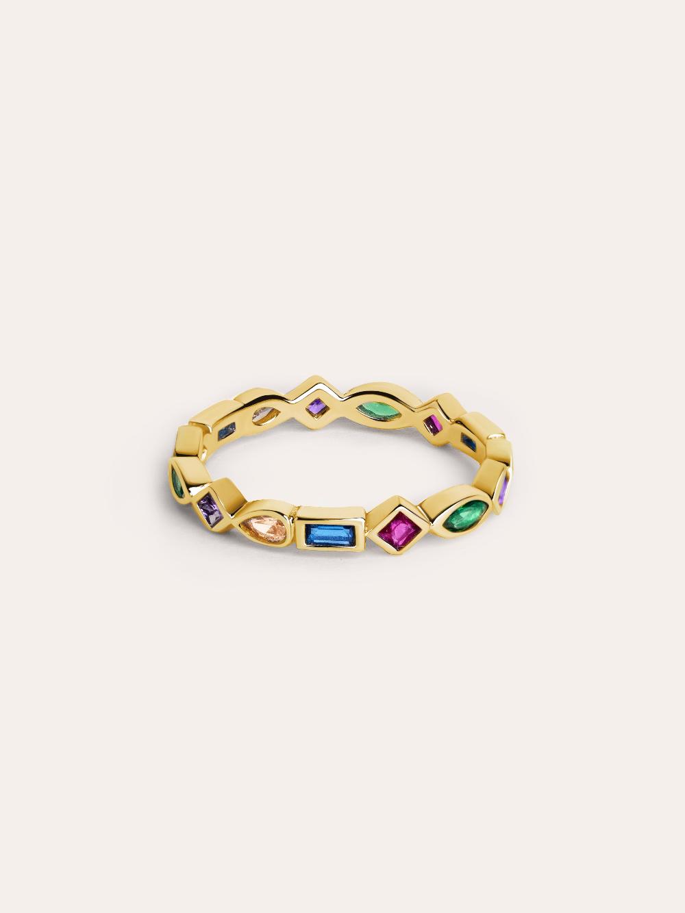 singularu Anillo Cascade Plata Baño Oro