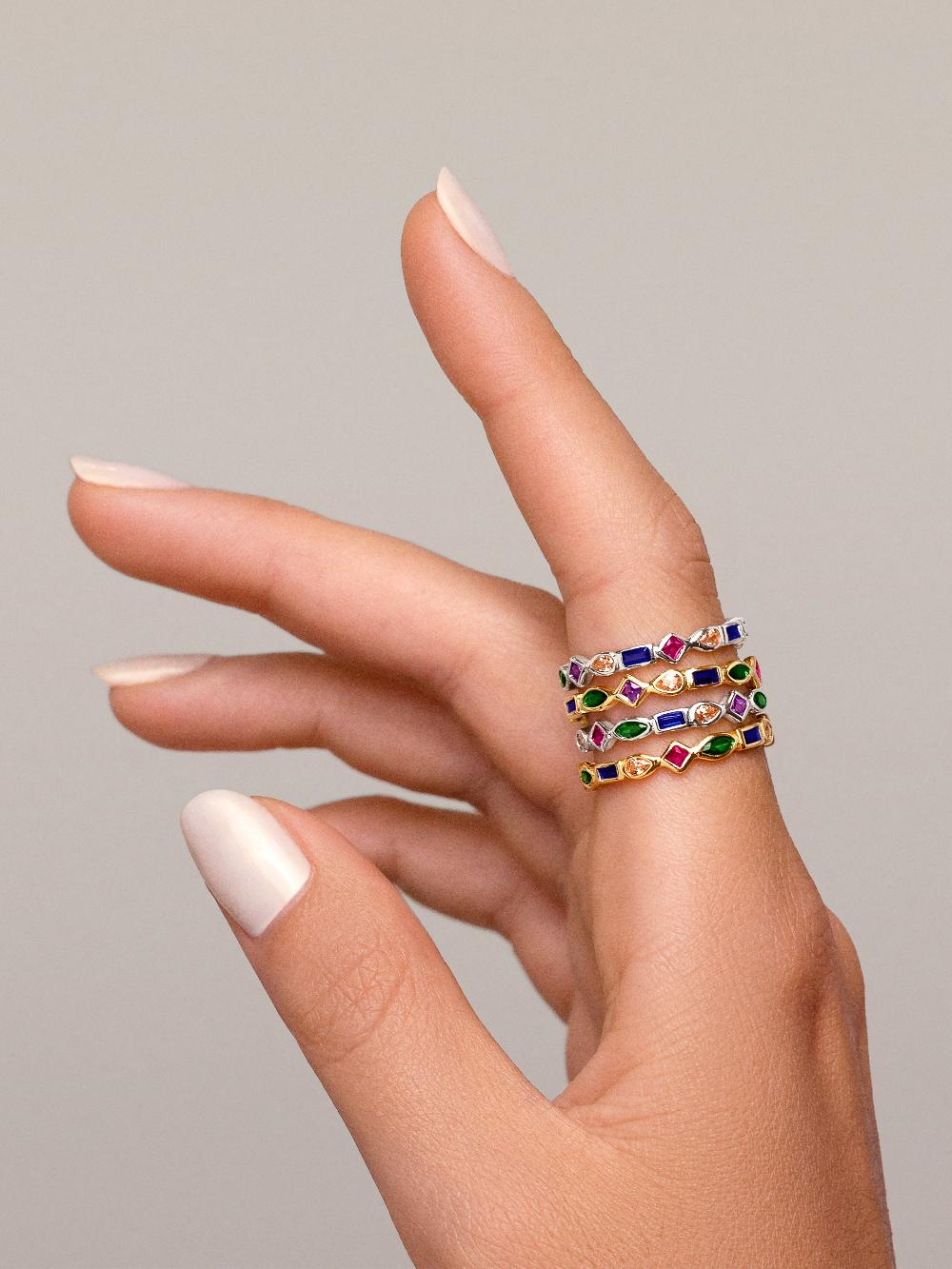 singularu Anillo Cascade Plata Baño Oro Ofertas especiales