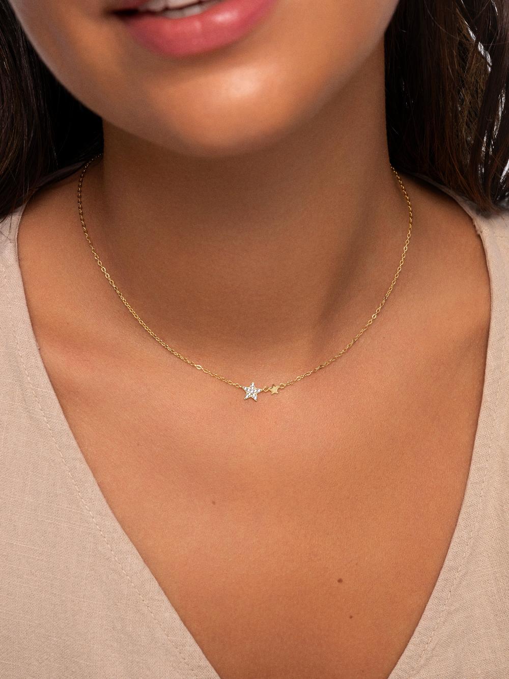 singularu Collar Duo Stars Plata Baño Oro Outlet online