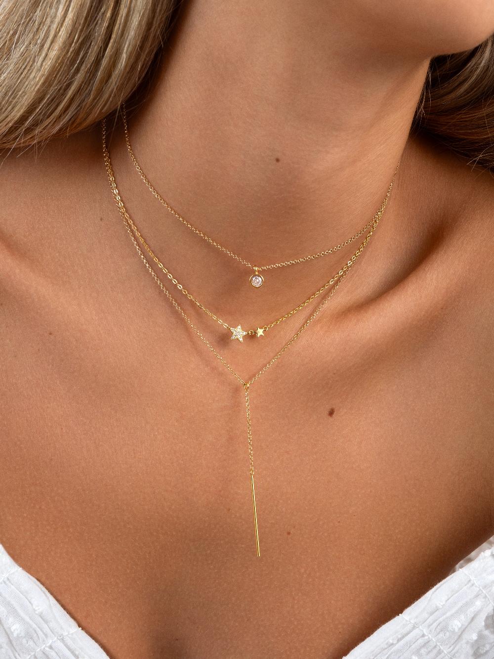 singularu Collar Duo Stars Plata Baño Oro Outlet online