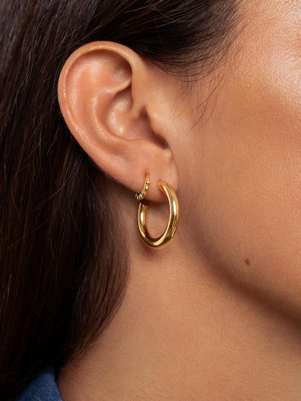 singularu Pendiente Suelto Pebbles S Plata Baño Oro Tienda