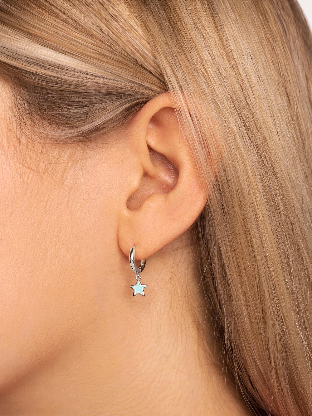 singularu Pendientes Aro Star Sky Enamel Plata Últimos 3 días