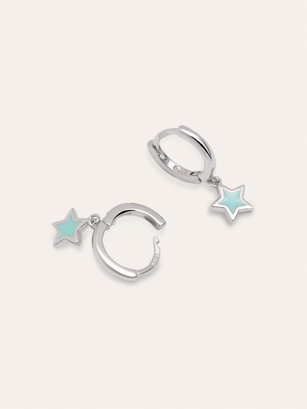 singularu Pendientes Aro Star Sky Enamel Plata Últimos 3 días