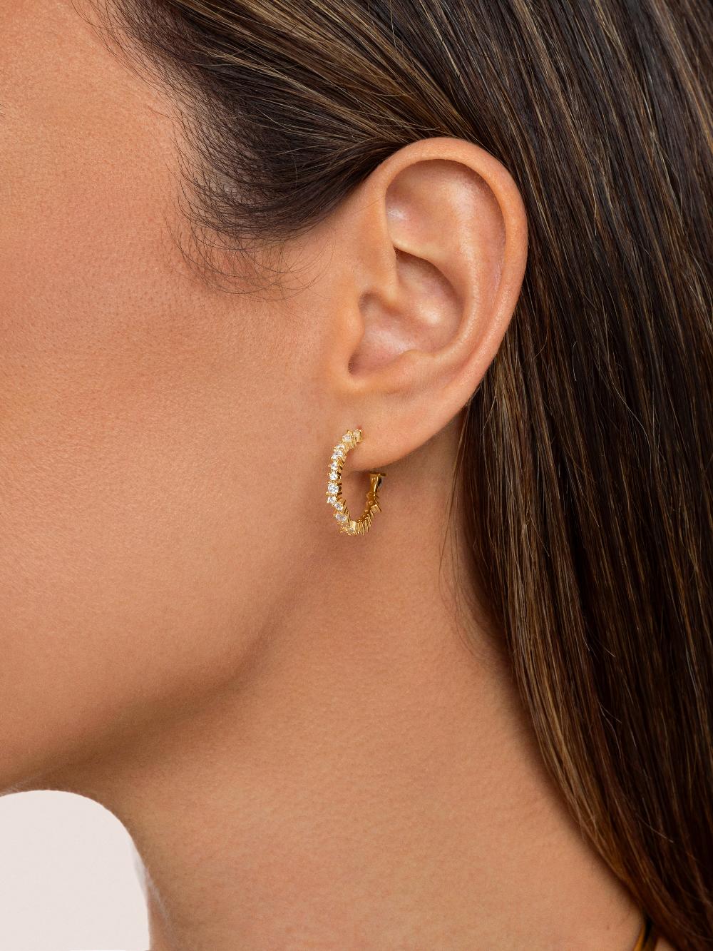 singularu Pendientes Aro Estellar White Plata Baño Oro COMPRAR AHORA