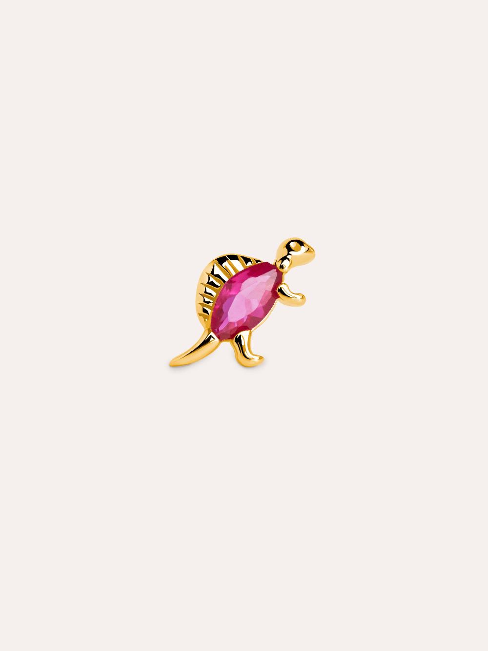 singularu Pendiente Suelto Dino Spinosaurus Raspberry Plata Baño Oro