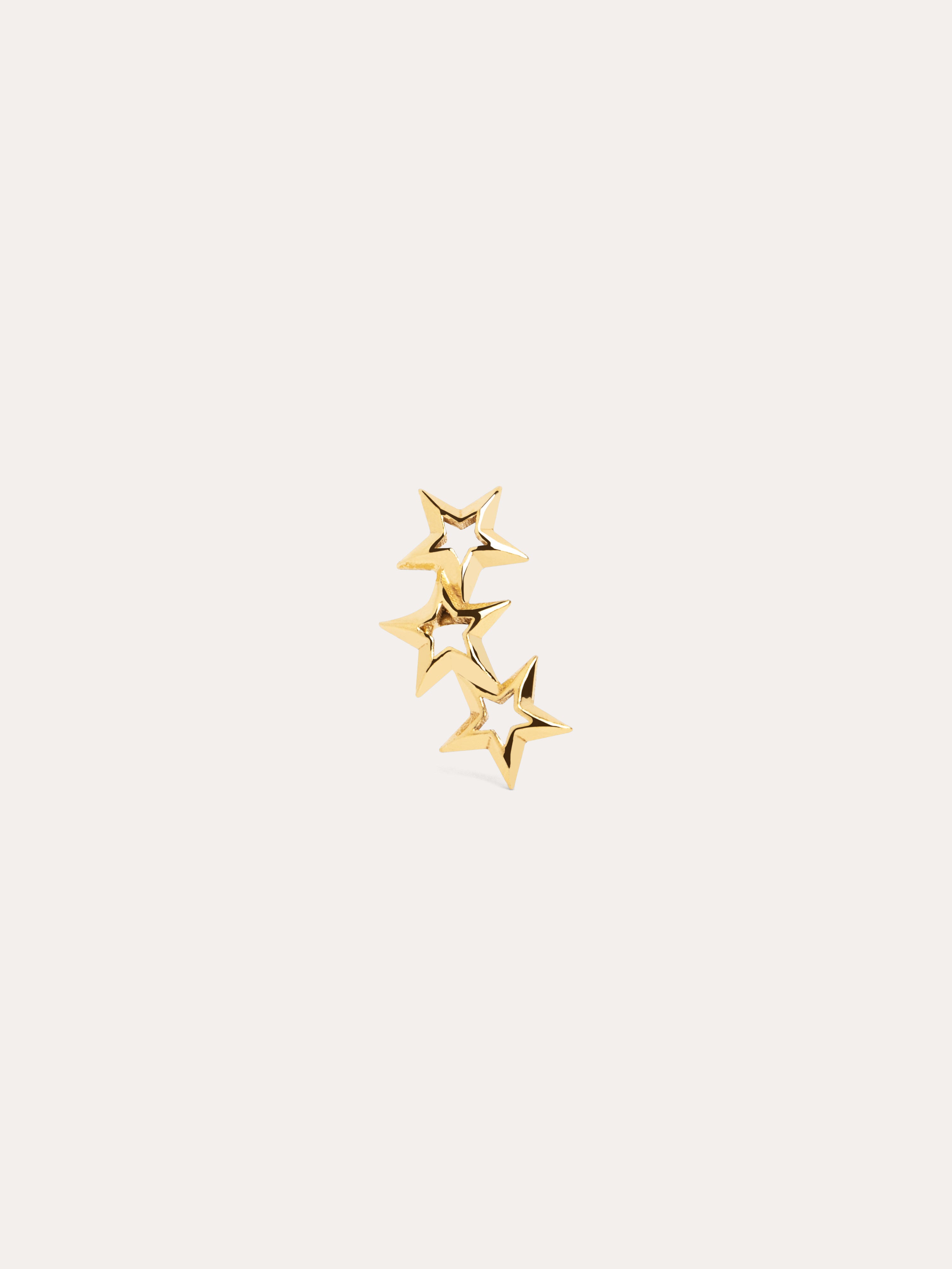 singularu Pendiente Suelto 3 Star Plata Baño Oro