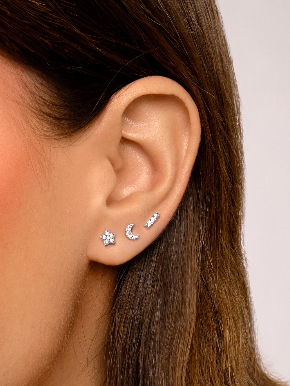 singularu Pendiente Suelto Mini Moon Spark Plata Superdescuento