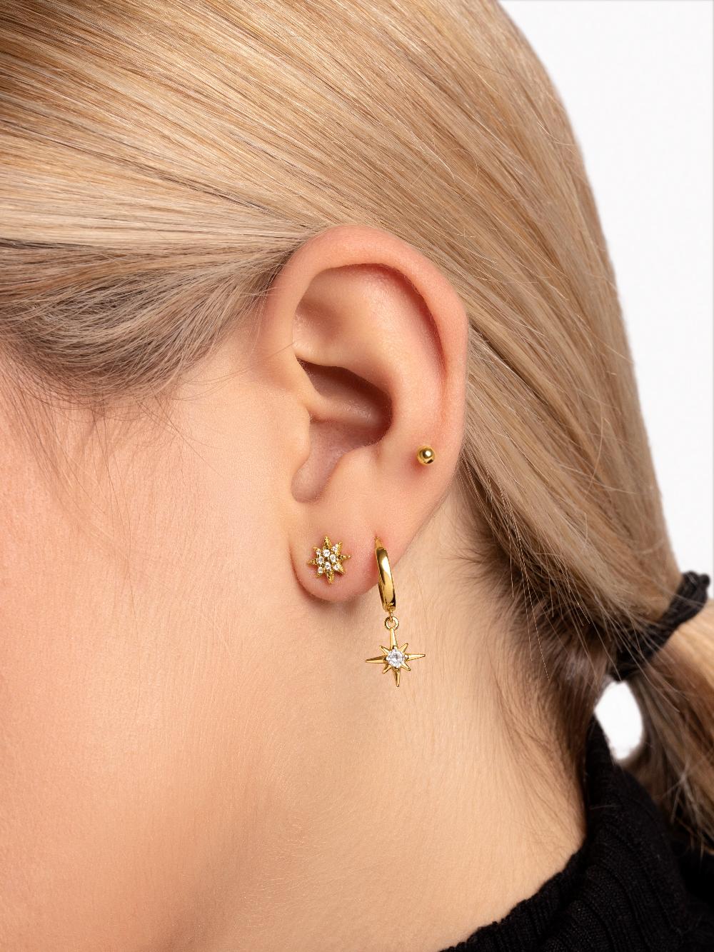 singularu Pendiente Suelto Dots 3mm Plata Baño Oro Liquidación