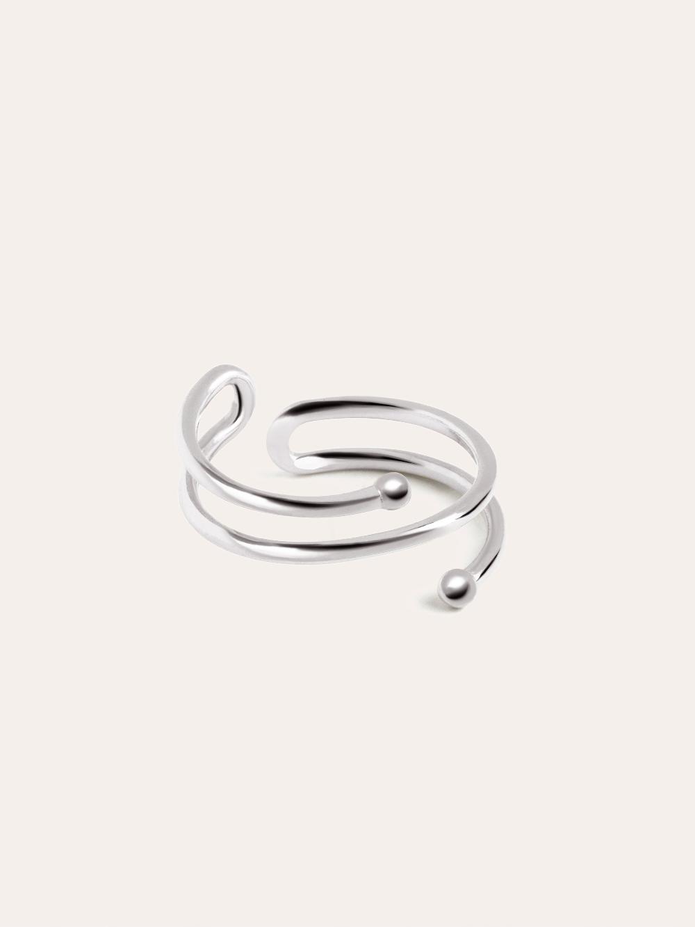 singularu Anillo Double Dot Plata
