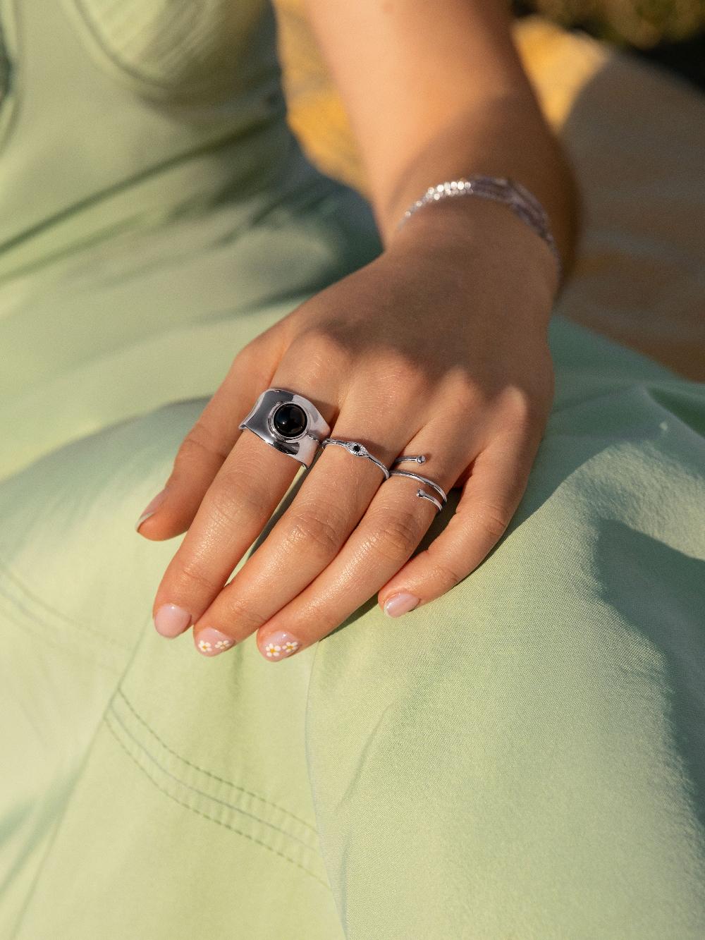 singularu Anillo Double Dot Plata Envío internacional gratuito
