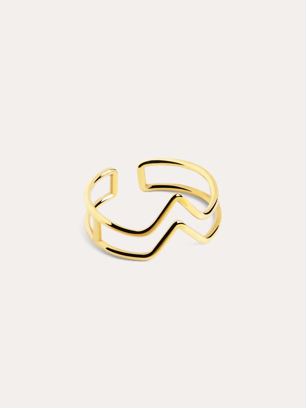 singularu Anillo Double Peak Plata Baño Oro