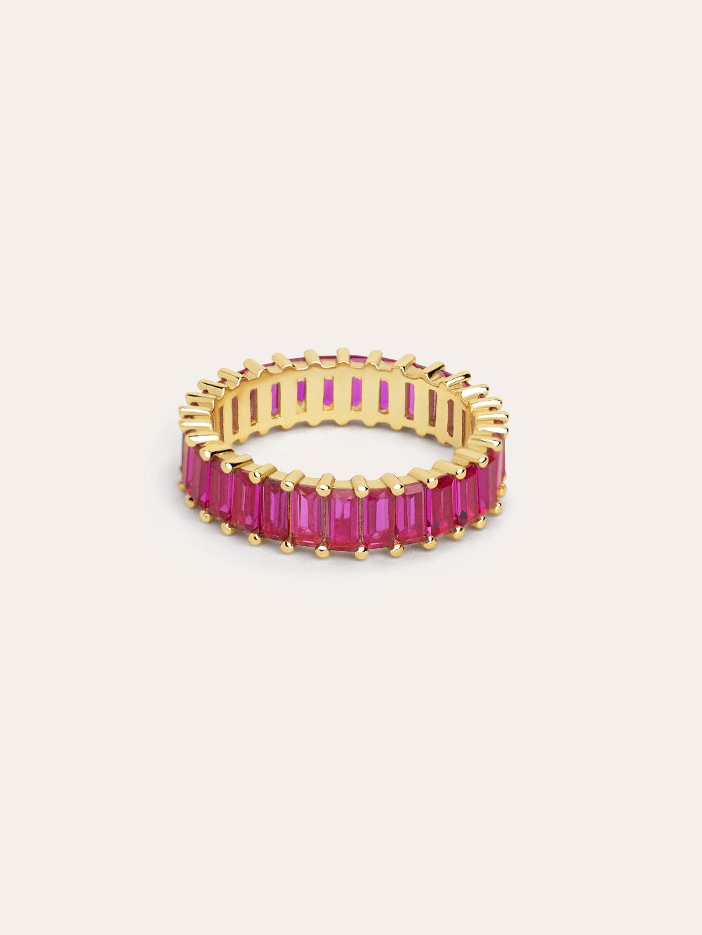 singularu Anillo Sia Raspberry Plata Baño Oro
