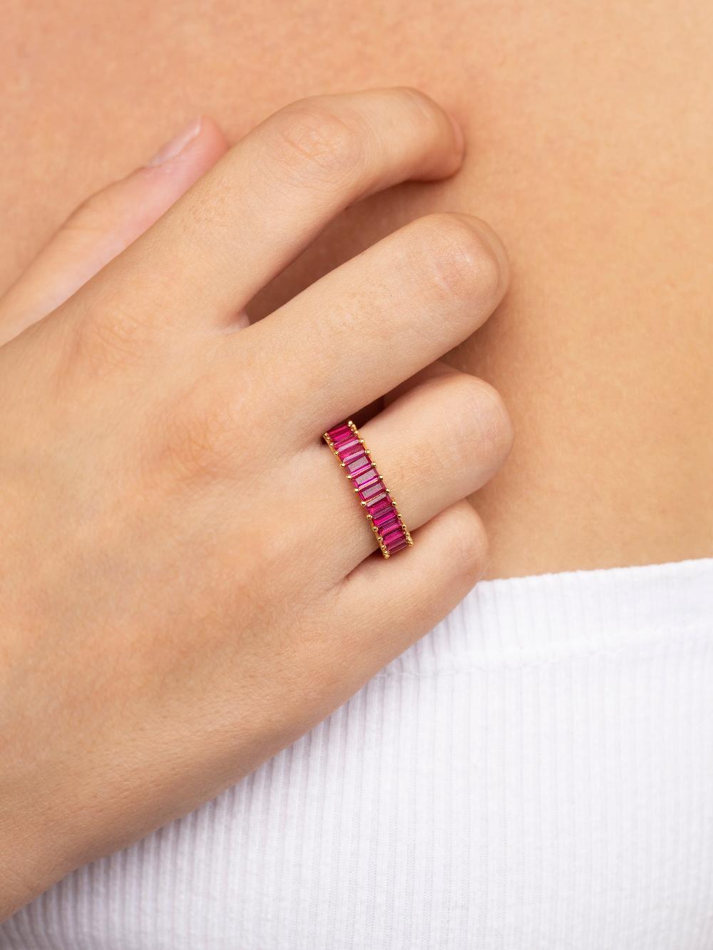 singularu Anillo Sia Raspberry Plata Baño Oro Descuentos del mes