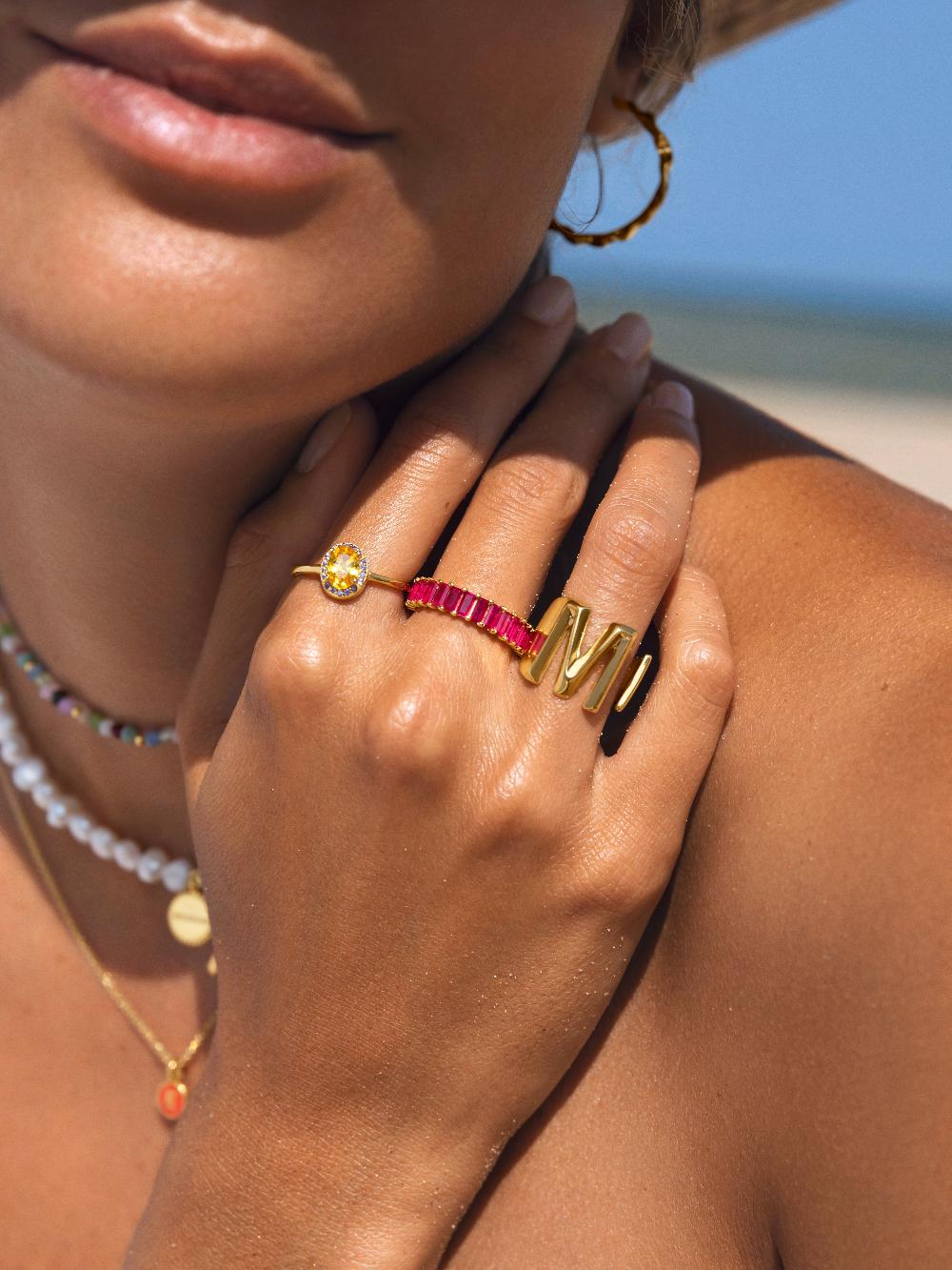 singularu Anillo Sia Raspberry Plata Baño Oro Descuentos del mes