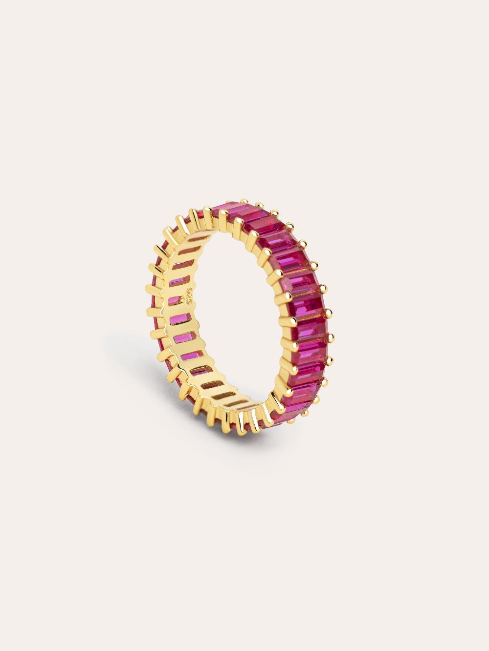 singularu Anillo Sia Raspberry Plata Baño Oro Descuentos del mes