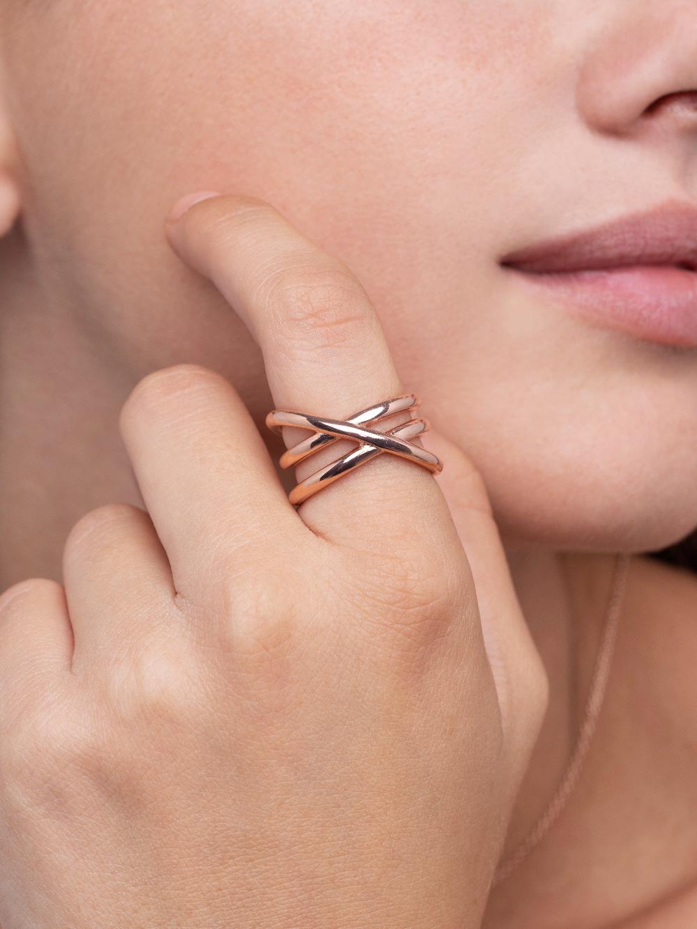 singularu Anillo Trinity Baño Oro Rosa Descuento por venta flash