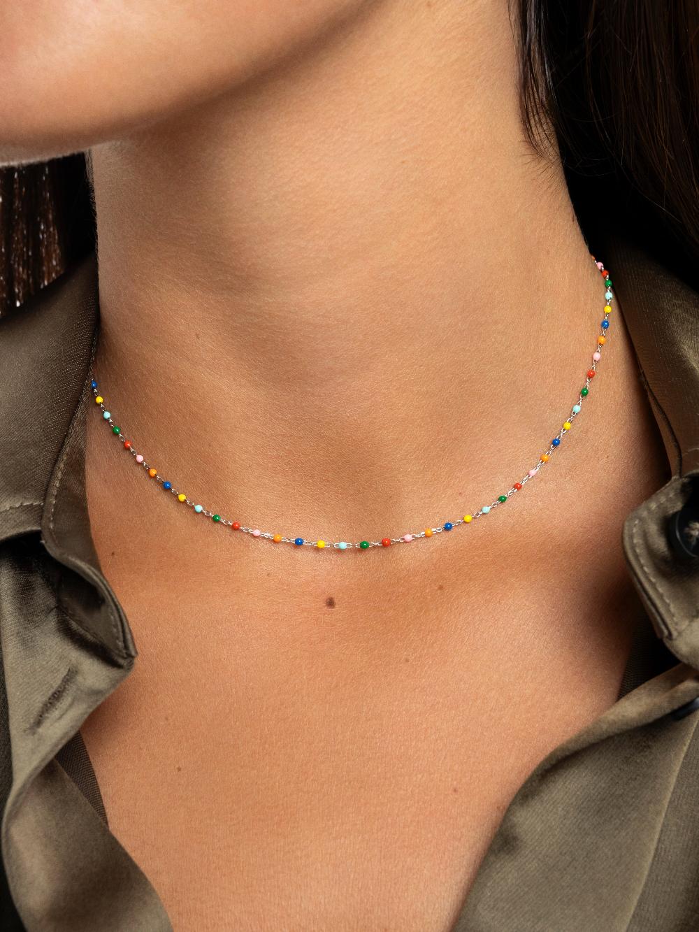 singularu Collar Dots Colors Enamel Plata Ofertas de temporada