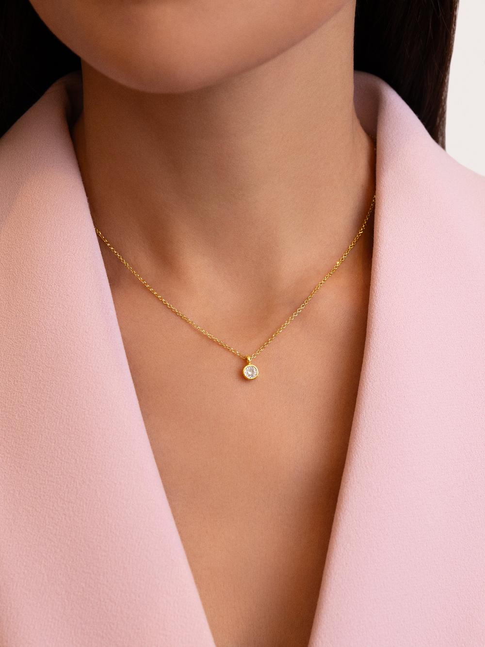 singularu Collar Single Spark Plata Baño Oro Ofertas especiales
