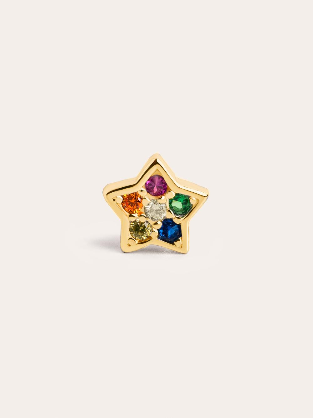 singularu Pendiente Suelto Star Colors Plata Baño Oro