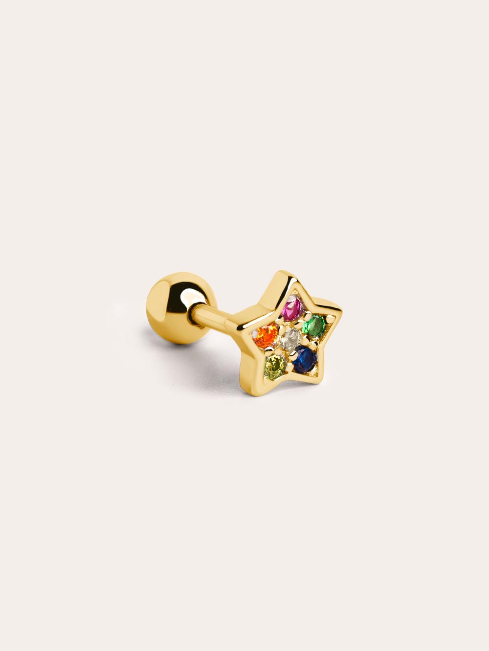 singularu Pendiente Suelto Star Colors Plata Baño Oro Tienda