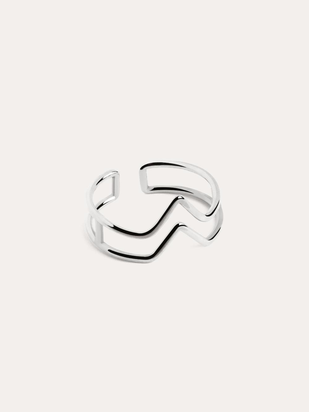 singularu Anillo Double Peak Plata
