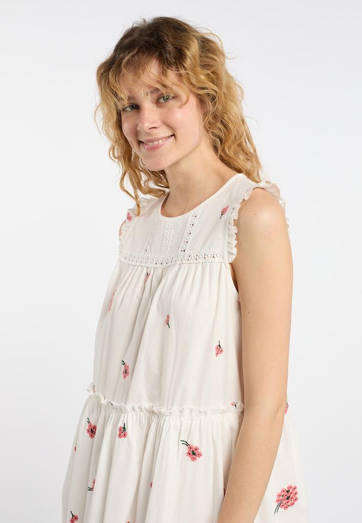 sinned x about you Vestido de verano DreiMaster Vintage en Blanco Lana Limitado a 3 días