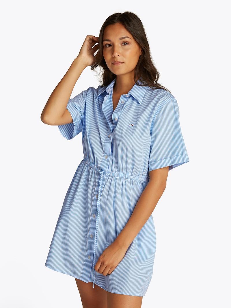 sinned x about you Vestido camisero Tommy Jeans en Azul Claro Precio ultrabajo
