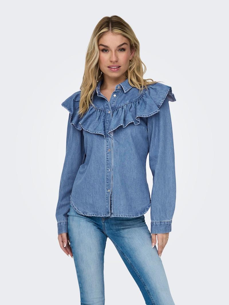 sinned x about you Blusa 'Indigo' ONLY en Azul Denim Rebajas de fin de temporada