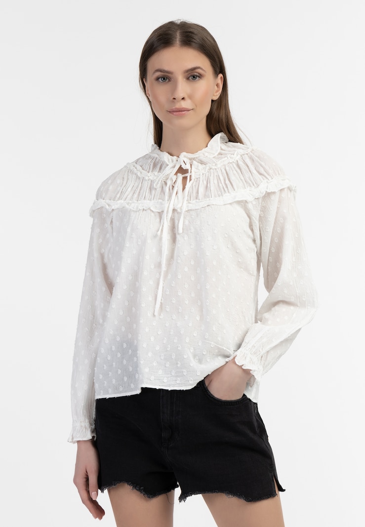 sinned x about you Blusa 'Abrel' DreiMaster Vintage en Offwhite Rebajas de fábrica