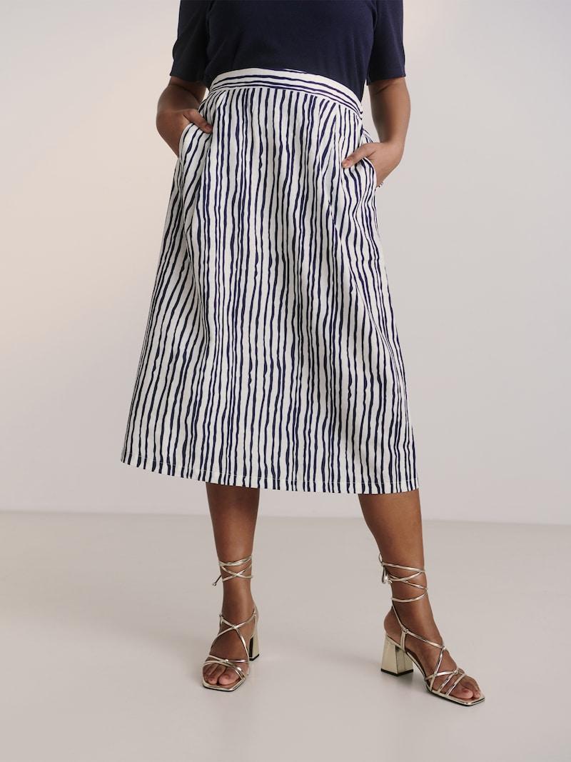 sinned x about you Falda 'Dakota' Guido Maria Kretschmer Curvy en Navy Blanco Limitado a 3 días