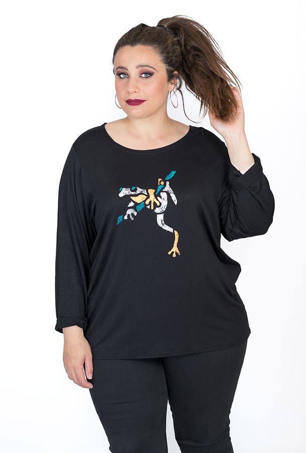 susana escribano Camiseta Ranita. Modelo en negro Oferta especial