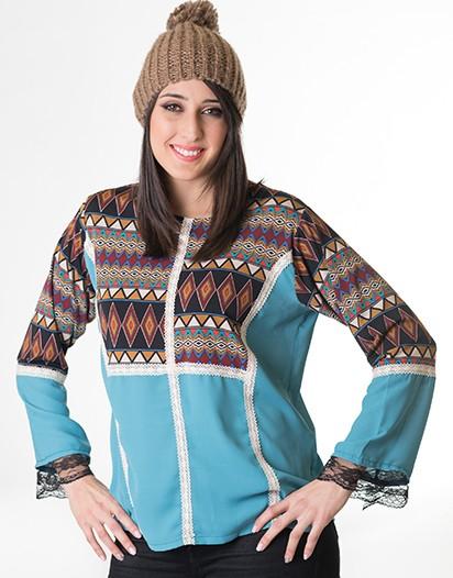 susana escribano Blusa patchwork de manga larga
