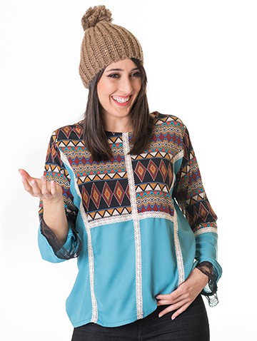 susana escribano Blusa patchwork de manga larga En oferta