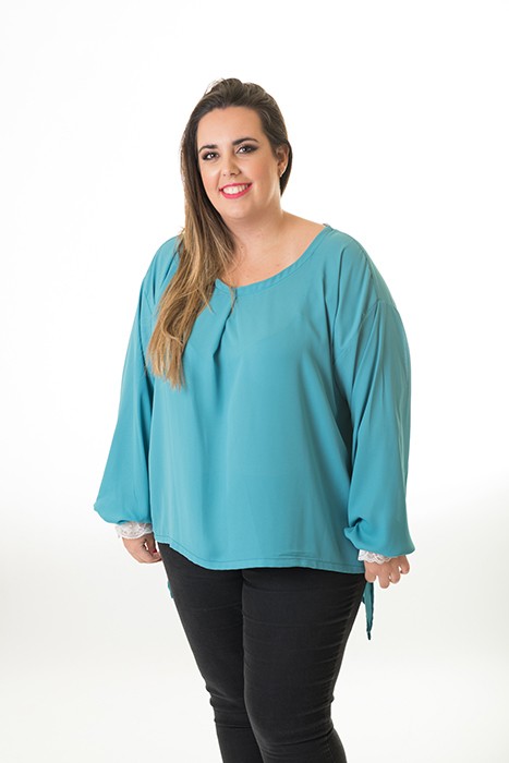susana escribano Blusa manga larga celeste