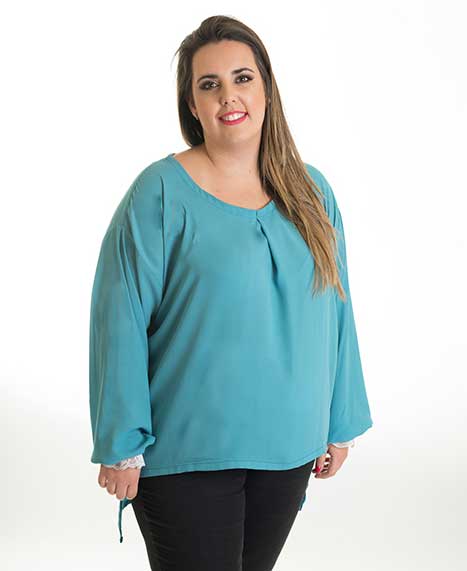 susana escribano Blusa manga larga celeste Rebajas baratas