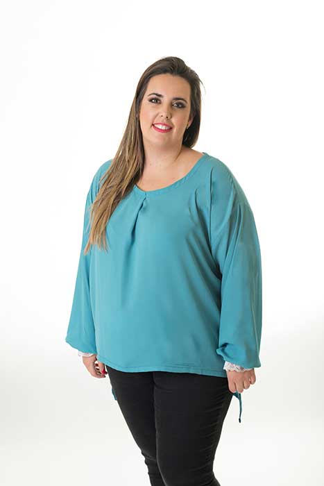 susana escribano Blusa manga larga celeste Rebajas baratas
