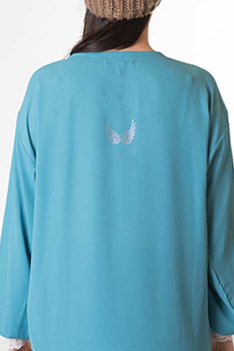 susana escribano Blusa manga larga celeste Rebajas baratas