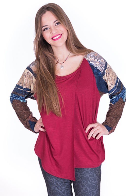 susana escribano Blusa manga ranglan. Granate Tienda