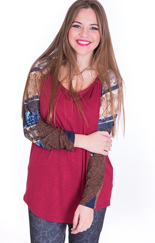 susana escribano Blusa manga ranglan. Granate Tienda
