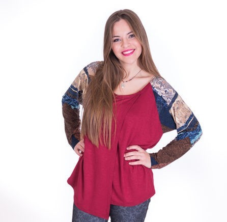 susana escribano Blusa manga ranglan. Granate Tienda