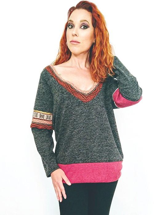 susana escribano Jersey de punto cuello pico Superdescuento