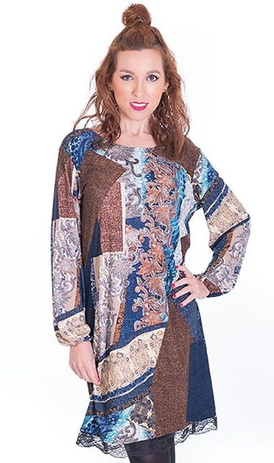 susana escribano Vestido de tonos marrones En oferta
