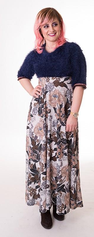 susana escribano Vestido largo de invierno. Floral Precio ultrabajo