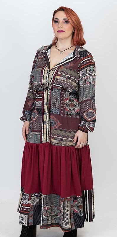 susana escribano Vestido camisero largo. Tonos rojos 2025